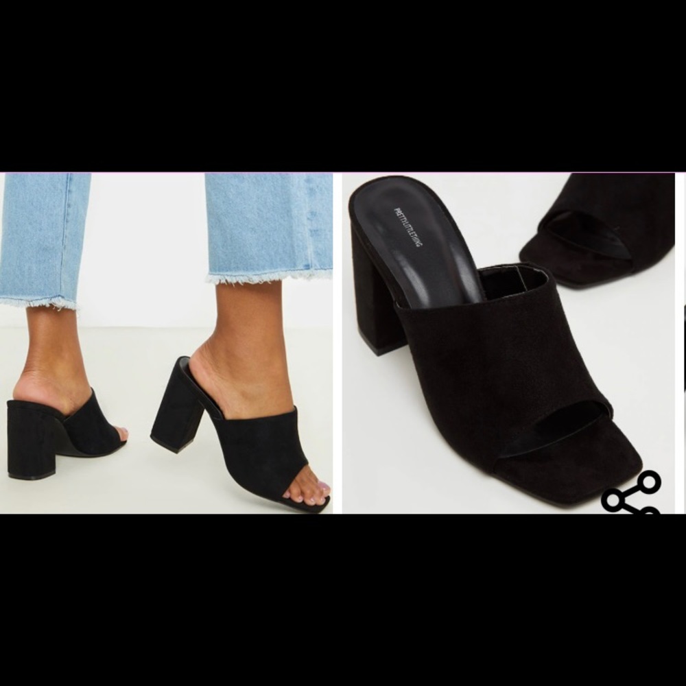 Faux suede mules